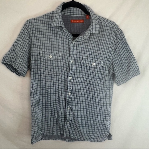 Tori Richard Small Mens Casual Blue Plaid Shirt - Picture 1 of 4